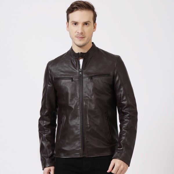 Mens leather jackets Brown Moto Racer