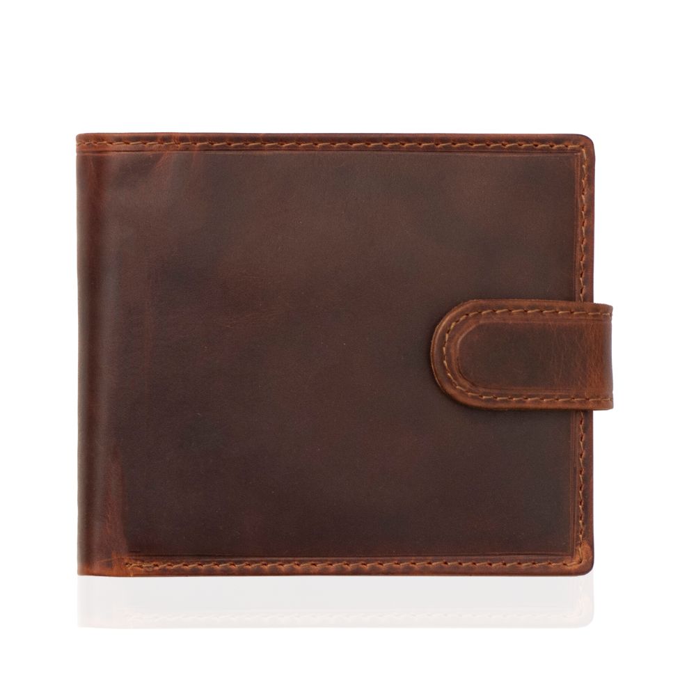 Oil Pull Up Bifold Leather Wallet Brown