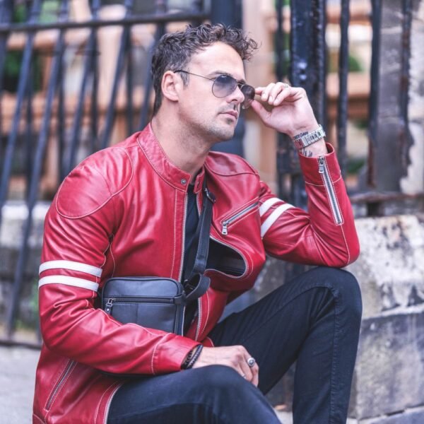 red leather biker jacket