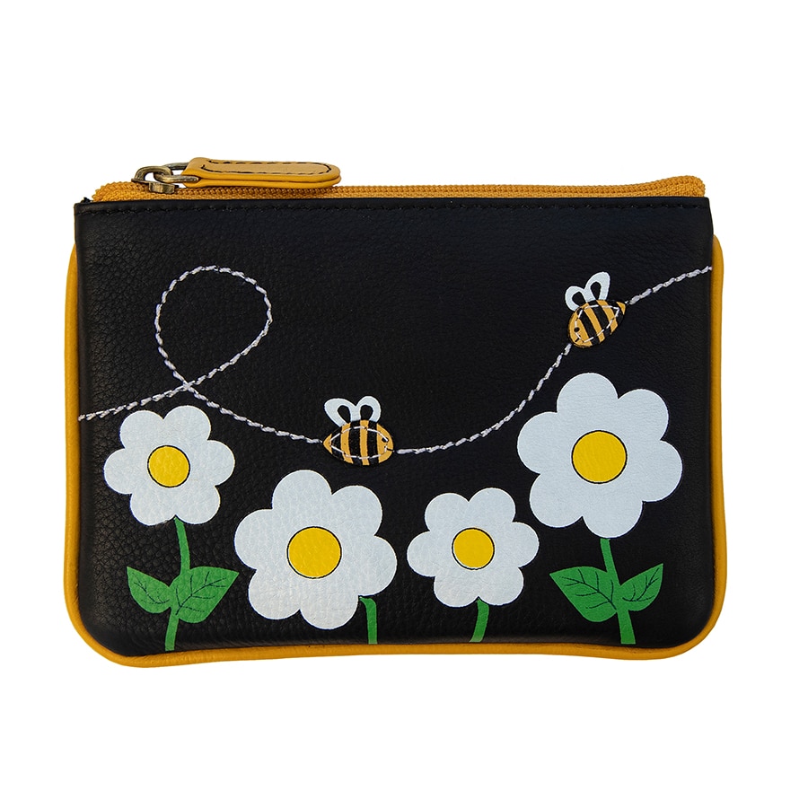 Black Bee & Flower Coin Picture Purse