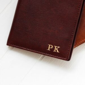 leather wallet for men with gold initials