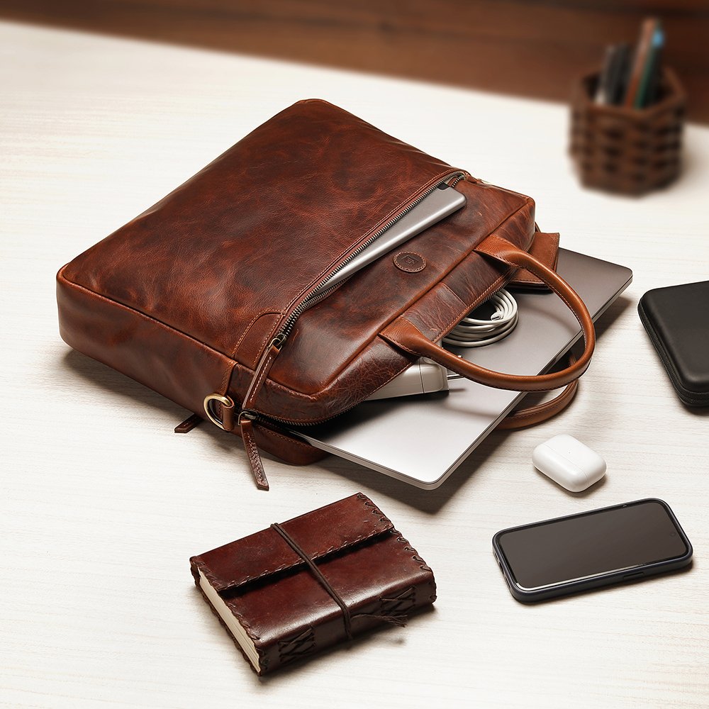 Leather Briefcase for Laptop