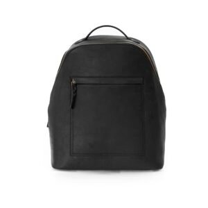 Black leather backpack, Minimalist rucksack for women.