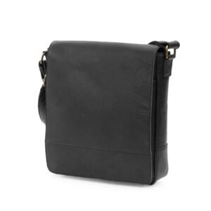 small black leather messenger bag