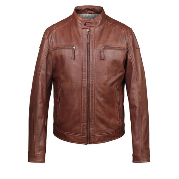 Brown Moto Leather Jacket for men