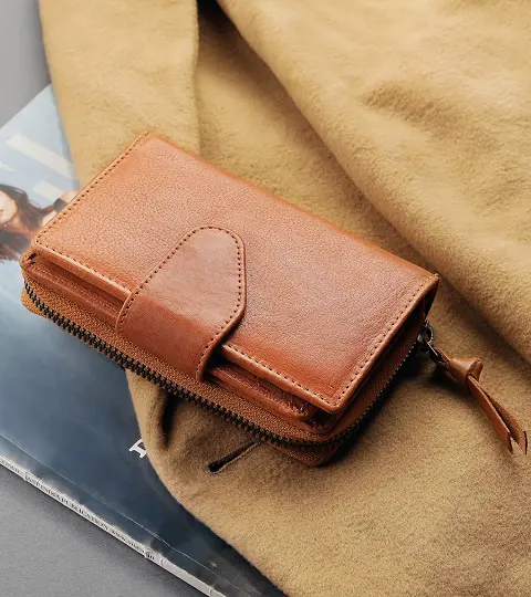 Brown leather purse