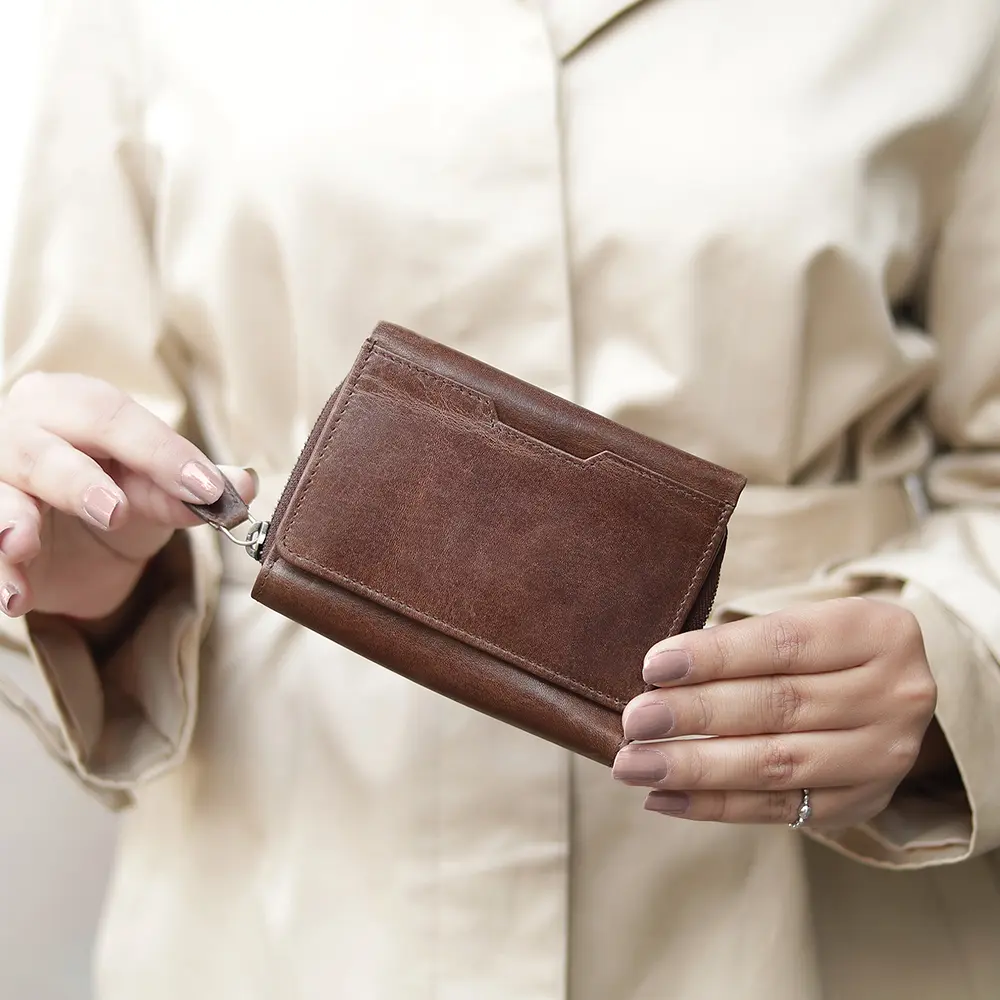 Brown leather purse