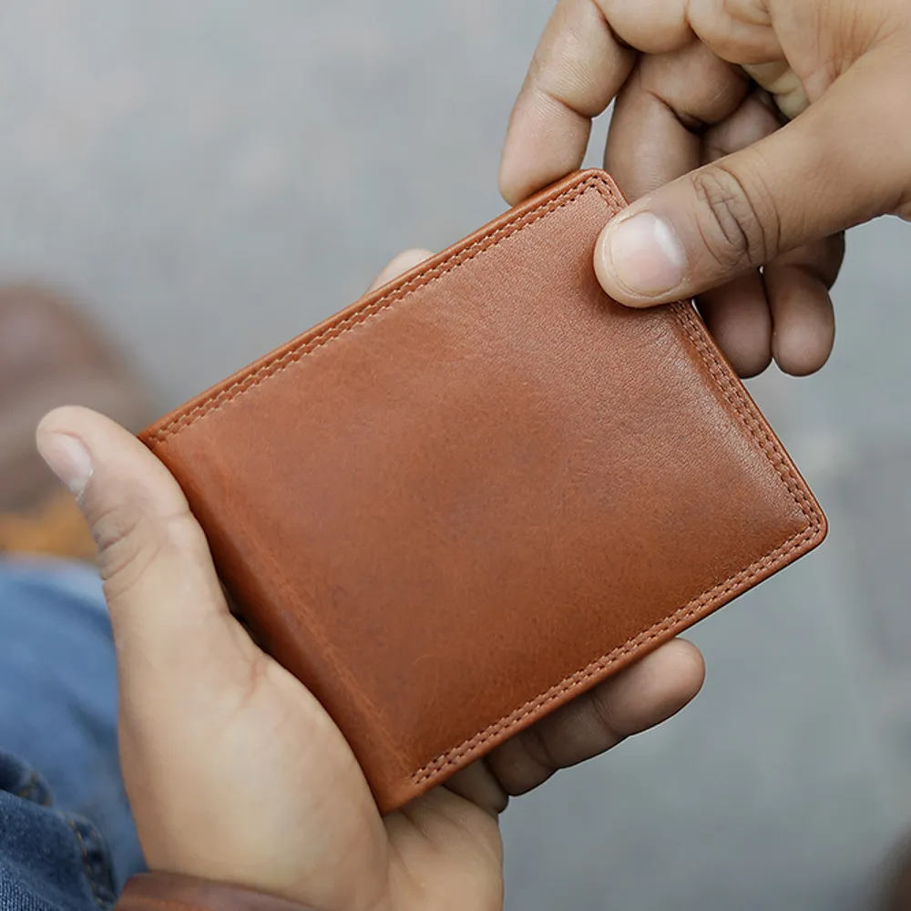 Brown leather wallet for men