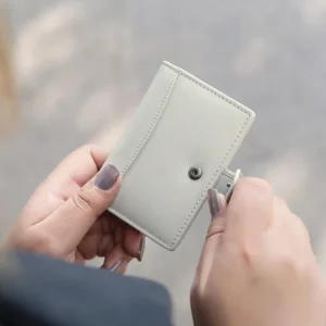 soft leather RFID card organiser. Designed for women, it offers 6 card slots, a 15-card plastic insert, and RFID-blocking technology to keep your data secure.