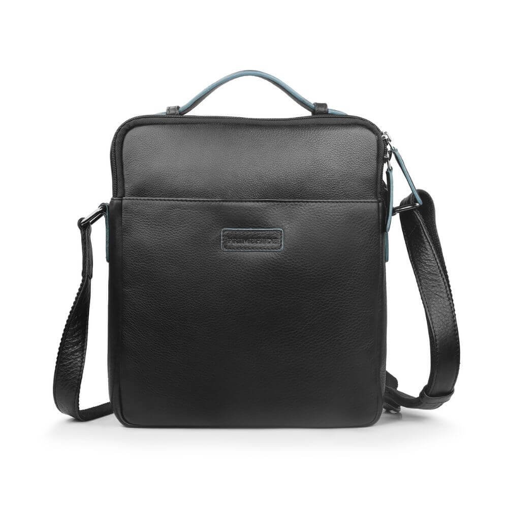 Leather Crossbody Bag with Top Handle & Twin Zip Compartments Lena Hudson