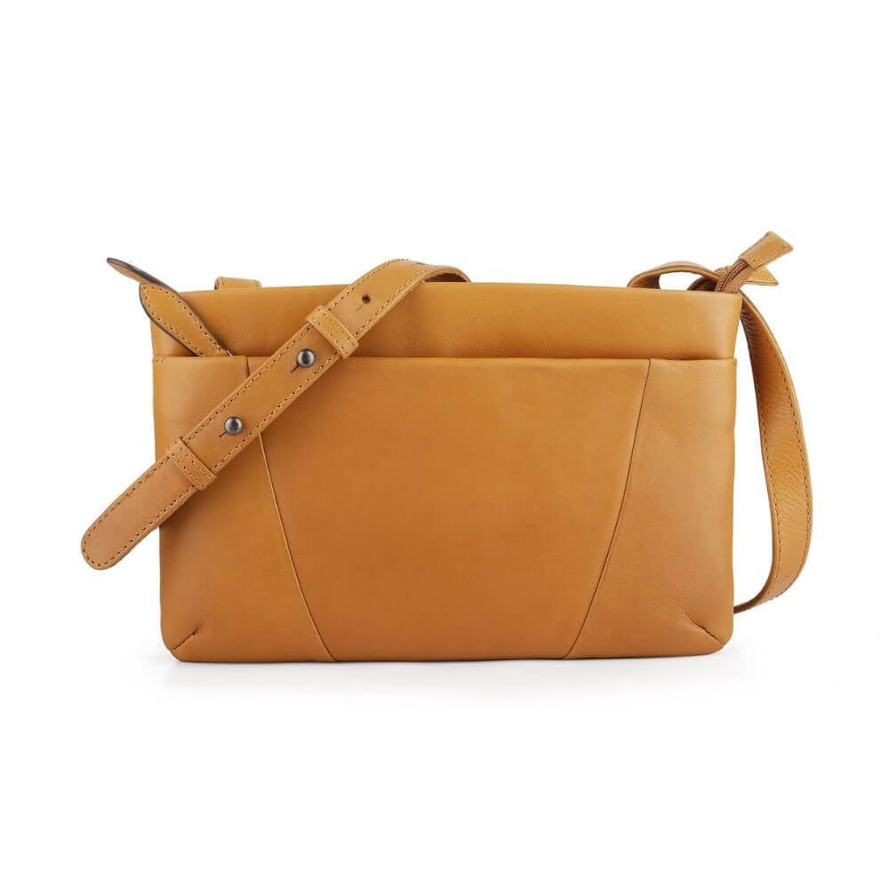 Waxy Leather Crossbody Bag with Triple Compartment Rose Chester